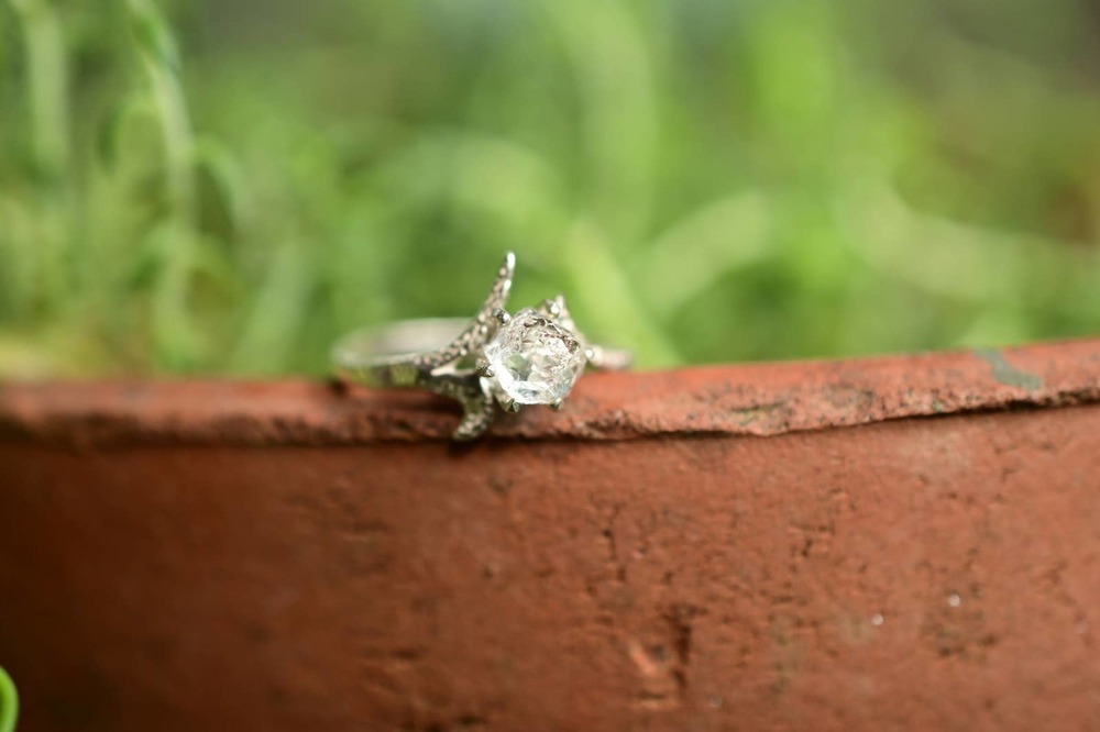 Raw Diamond Engagement Ring, Rough Uncut Diamond, White Diamond, Natural